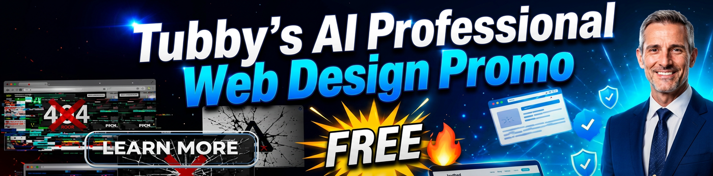 Tubby's AI Professional Web Design Promo — FREE, click to view pricing